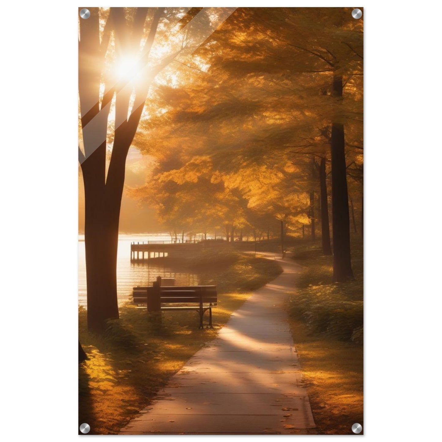 A stunning ocher wall art photograph of a natural spot in the city bringing a sense of joy and calm to any space. Acrylic.
