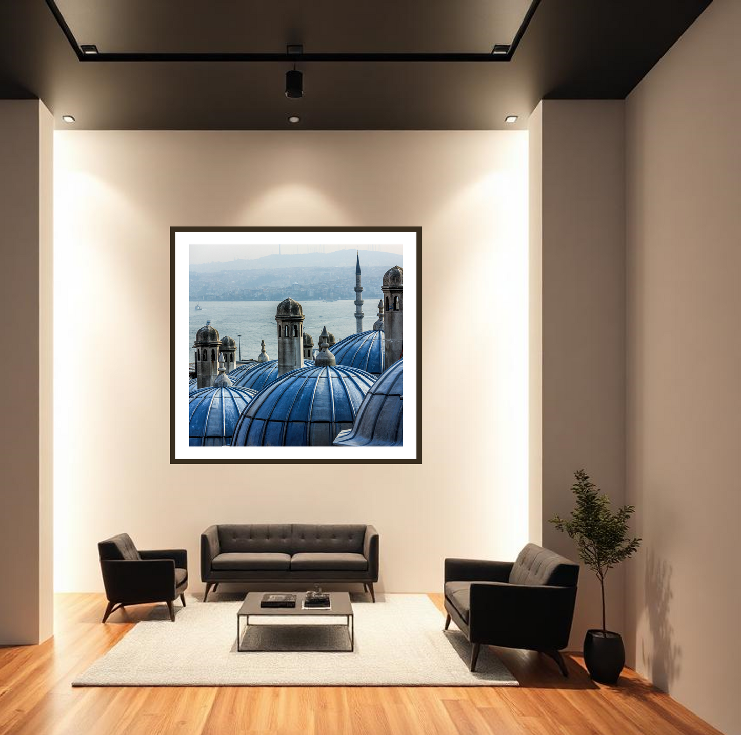 Domes – Fine Art Photography of Serene Blue Architecture Overlooking the Sea