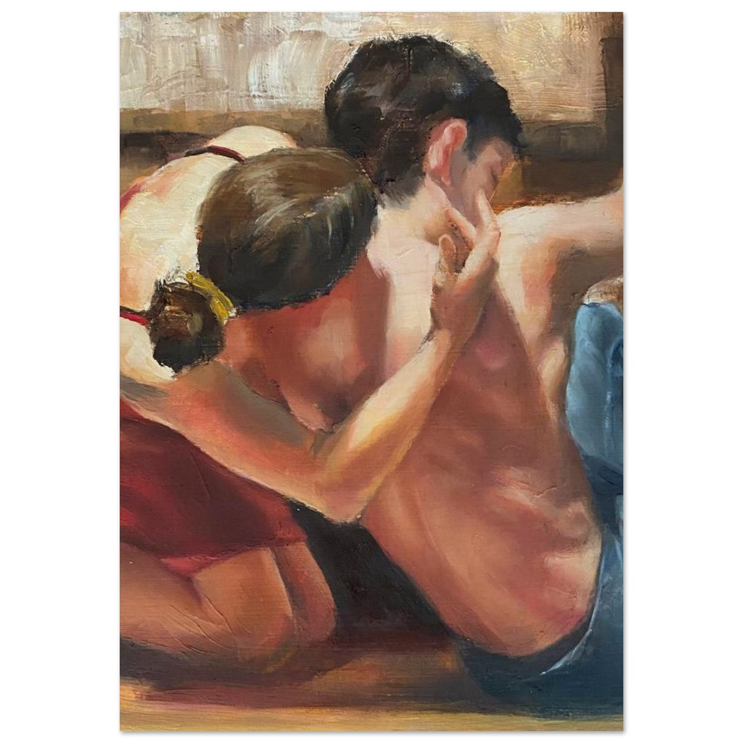 This portrait captures a fleeting, intimate moment between two souls, bound by love and mutual understanding and a elegant, timeless touch of inspiration to any space.