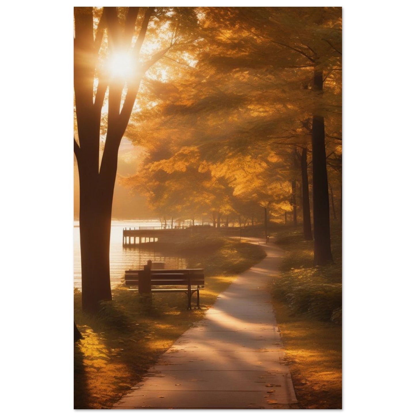 A stunning ocher wall art photograph of a natural spot in the city bringing a sense of joy and calm to any space. Poster.