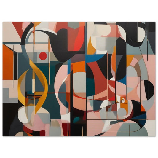 A vibrant abstract digital piece that intertwine colours and shapes. Personalized size and museum-quality materials to elevate interior designs.