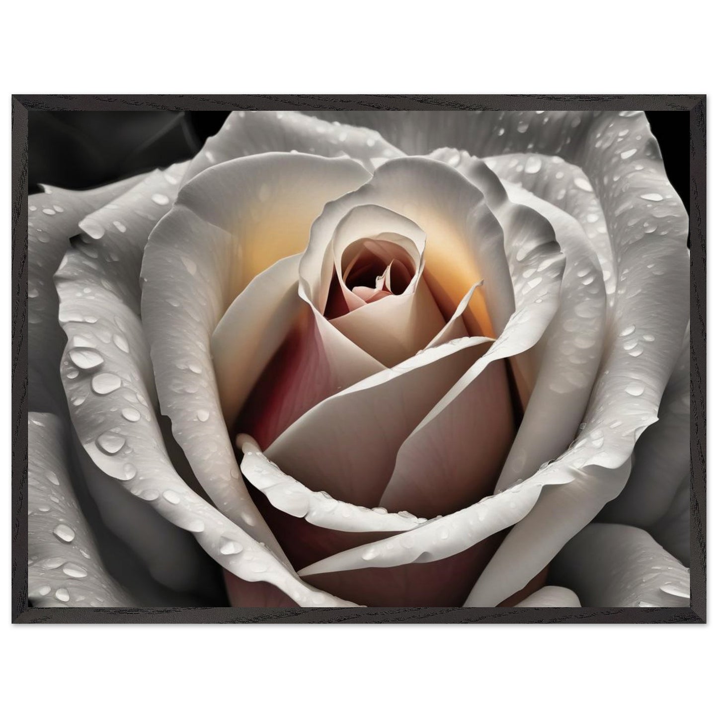 A fine art illustrationof a white rose giving a warmth and calming touch to any space. Customized size and premium poster and frame.