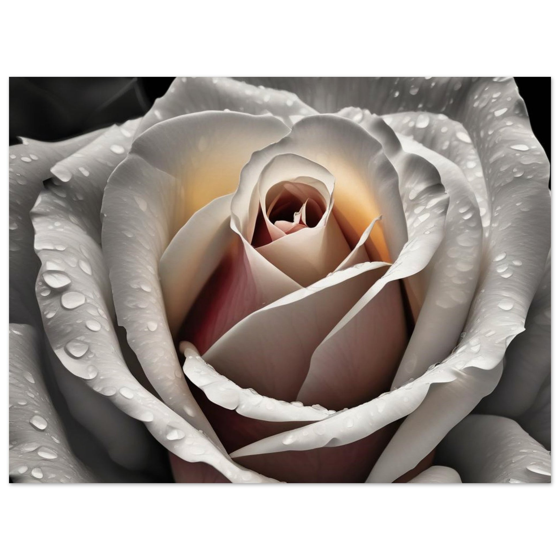 A fine art illustrationof a white rose giving a warmth and calming touch to any space. Customized size and premium poster material.