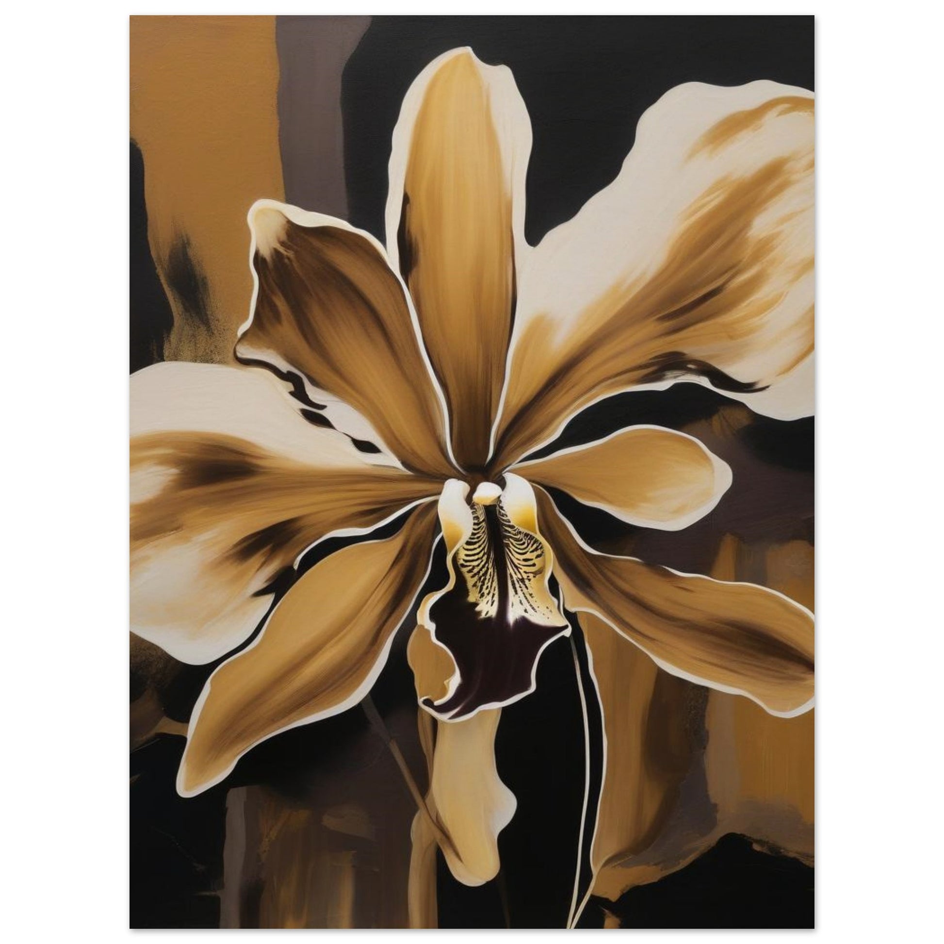 An ocher illustration of an orchid to bring tranquility to every space. Printed in museum-quality poster or alternative high-end materials.