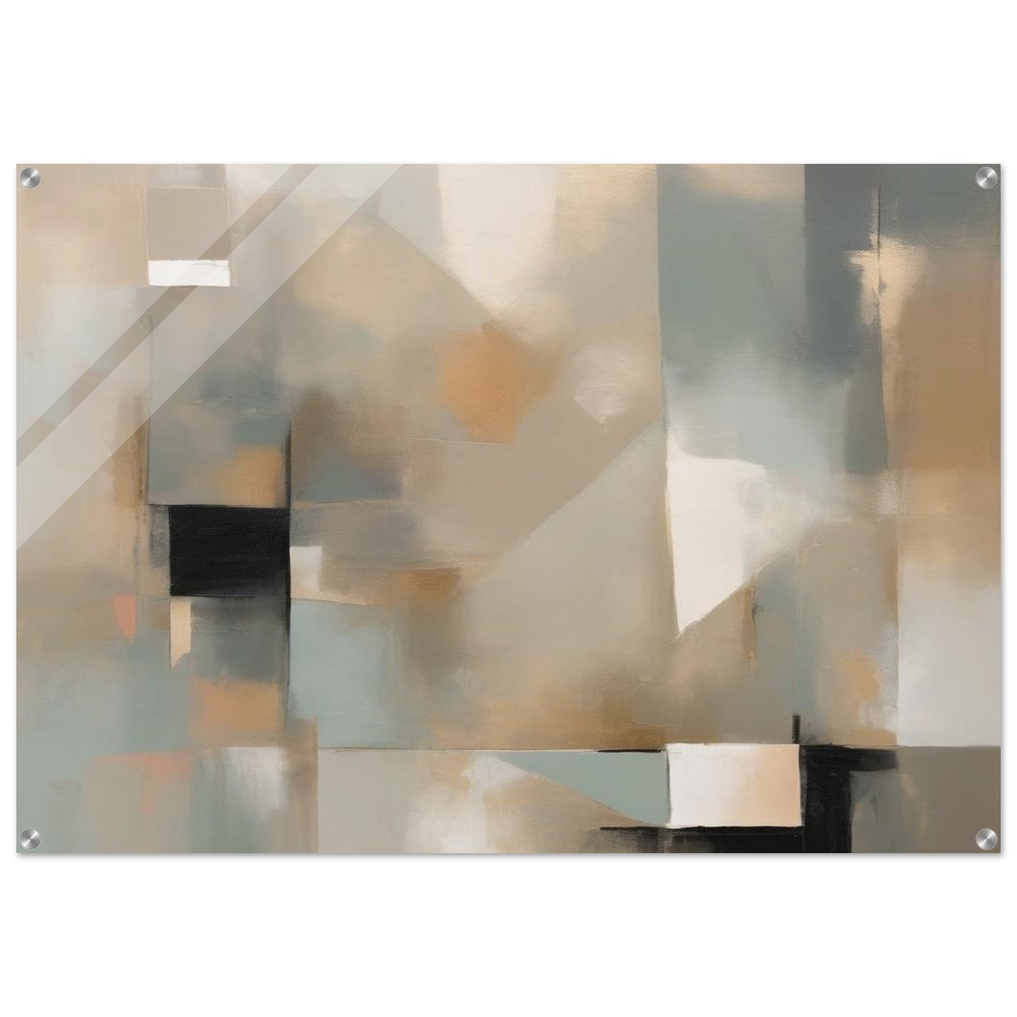 Abstract wall art in muted Swedish tones of soft, smooth clouds of color. Customized Size. Acrylic.