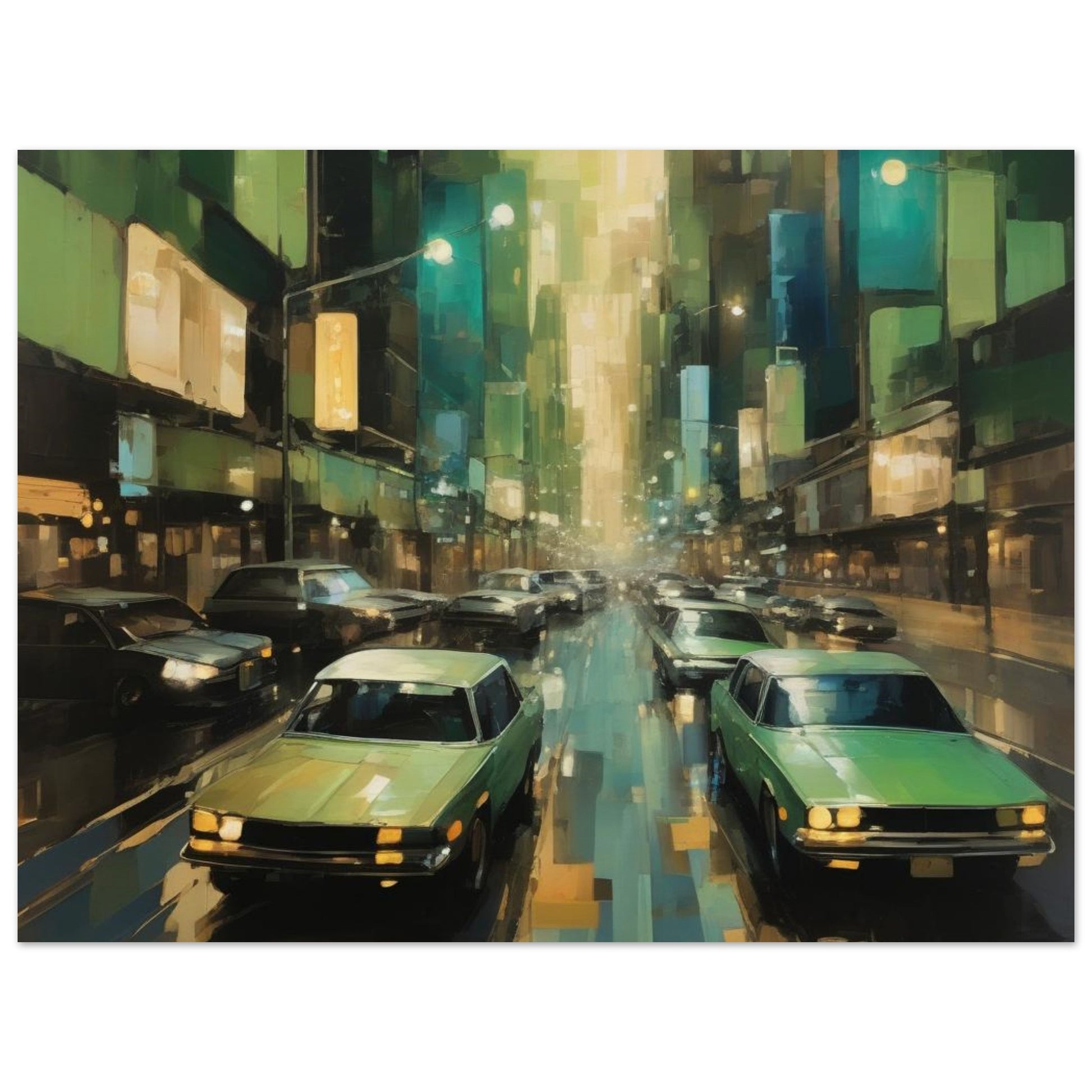 Feel the heartbeat of the metropolis with City Pulse. This dynamic composition mirrors the vibrant energy of city streets, alive with the motion of vehicles and the rhythm of life. Bring the essence of urban vibrancy into your space, inviting an endless flow of inspiration and creativity.