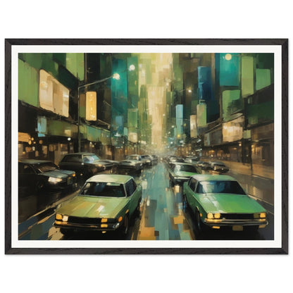 Feel the heartbeat of the metropolis with City Pulse. This dynamic composition mirrors the vibrant energy of city streets, alive with the motion of vehicles and the rhythm of life. Bring the essence of urban vibrancy into your space with high quality paper and frame.
