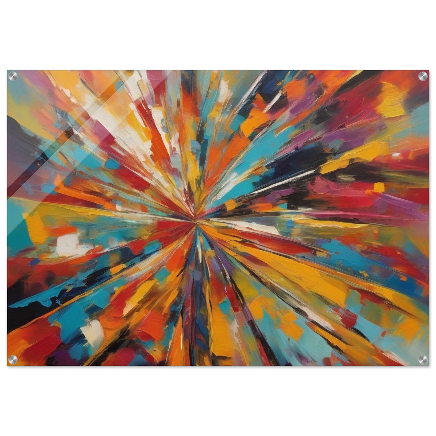 A lively and energizing Abstract Digital Fine Art playing with vivid colours to add energy, encourage a sense of joy and to uplift any wall space printed in high quality acrylic