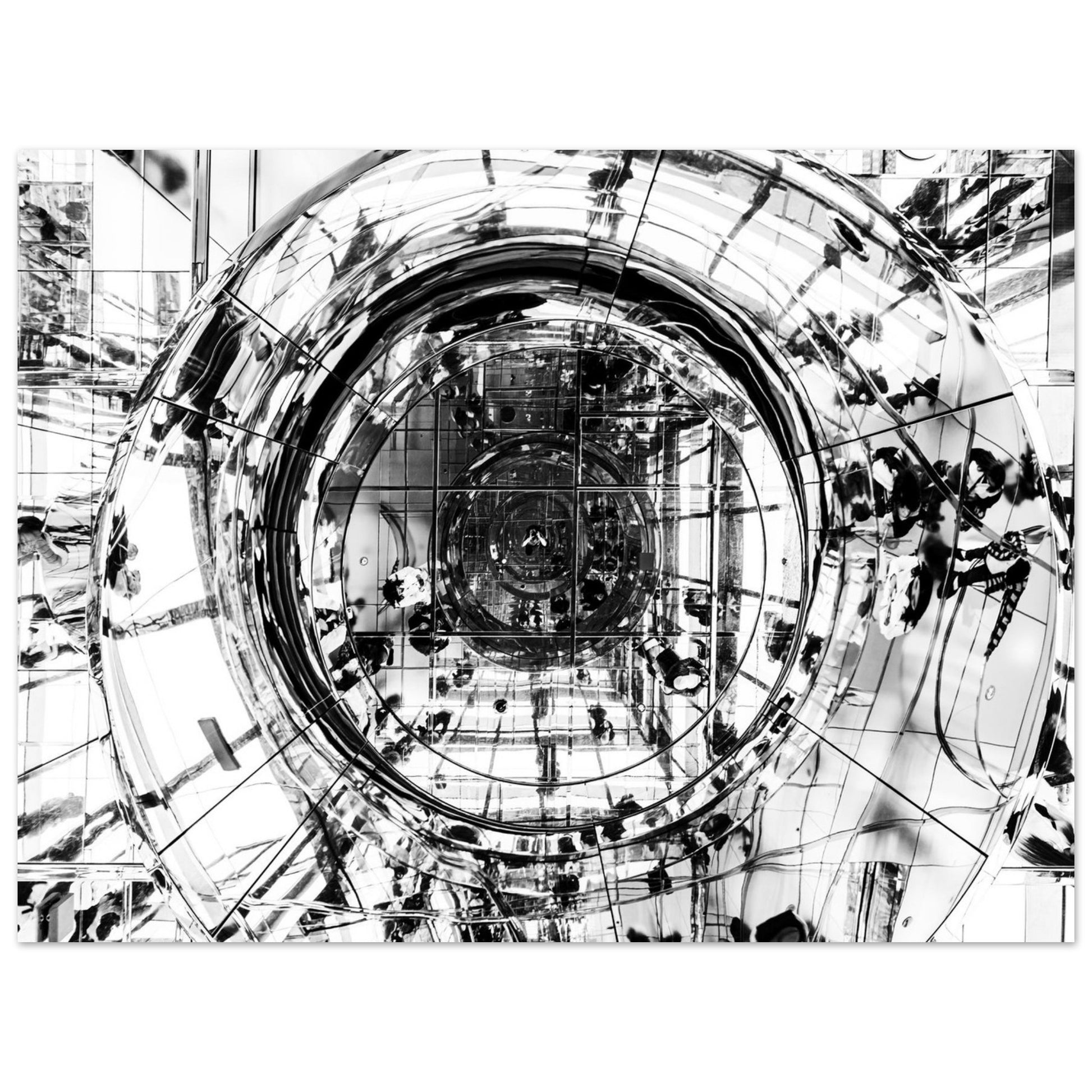 A black and white abstract photography that blurs the lines between reality and reflection.